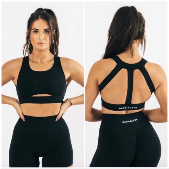 Alphalete Other - Alphalete Black Marl Trinity Seamless Sports Bra